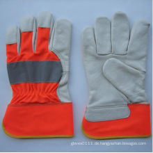 Hi-Vis Kuh Korn Leder Voll Palm Handschuh-3131. Rd